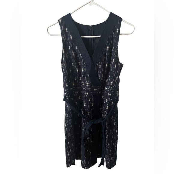 J Crew IKat Dark Blue Faux Wrap Dress Size 2 - Picture 1 of 8